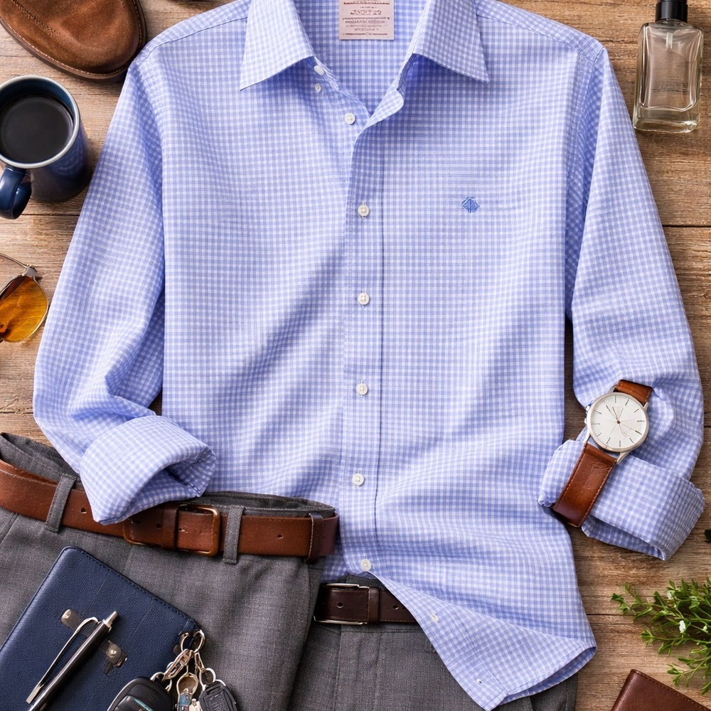 Brooks Brothers Light Blue Gingham Dress Shirt